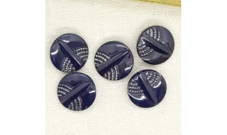 5 boutons / 18MM / Verre Bleu