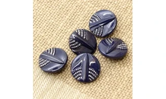 5 boutons / 18MM / Verre Bleu