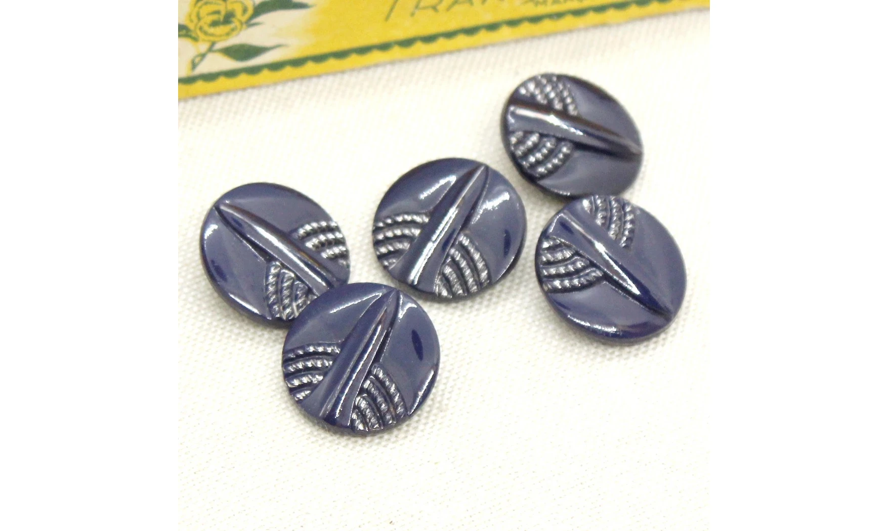 5 boutons / 18MM / Verre Bleu