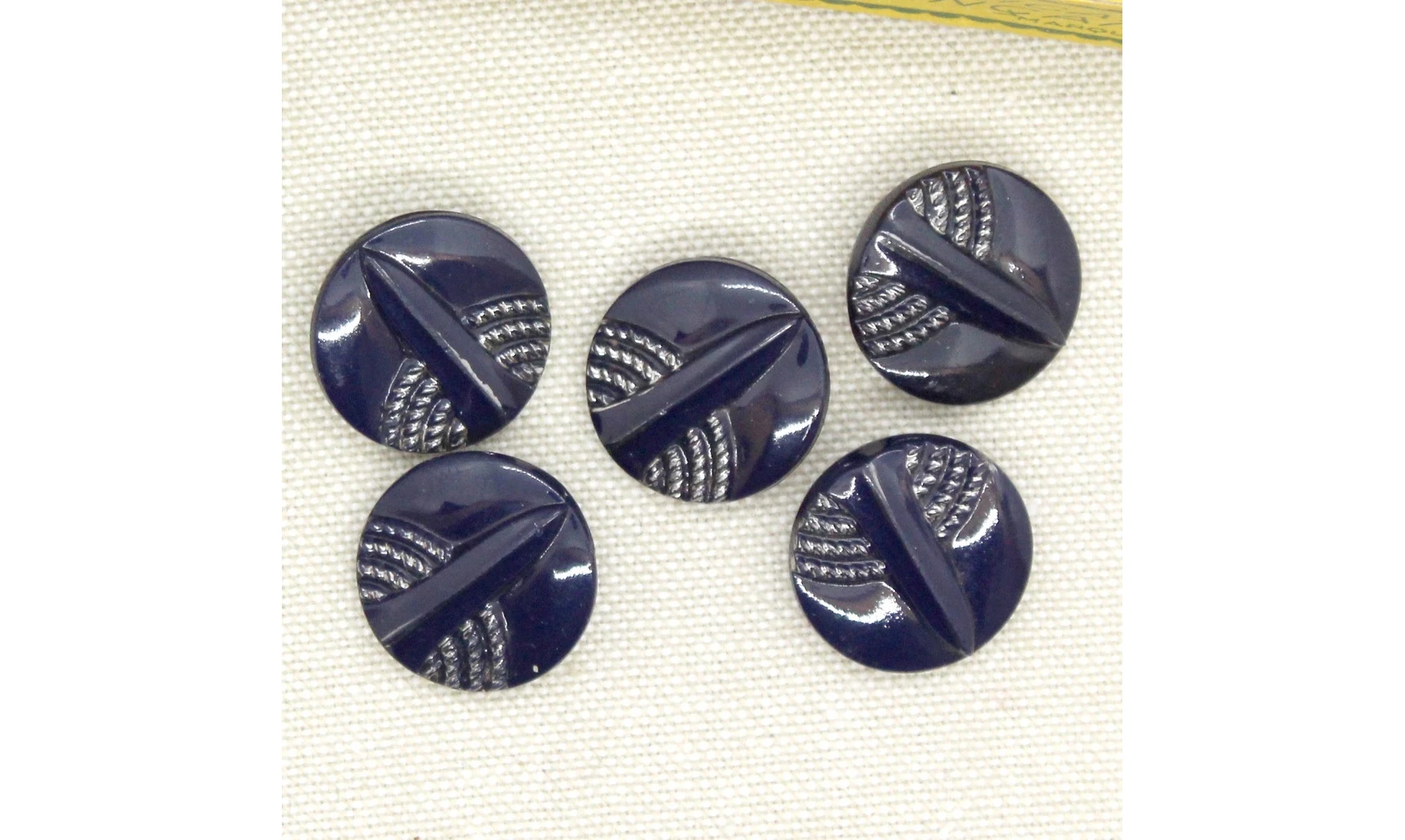 5 boutons / 18MM / Verre Bleu