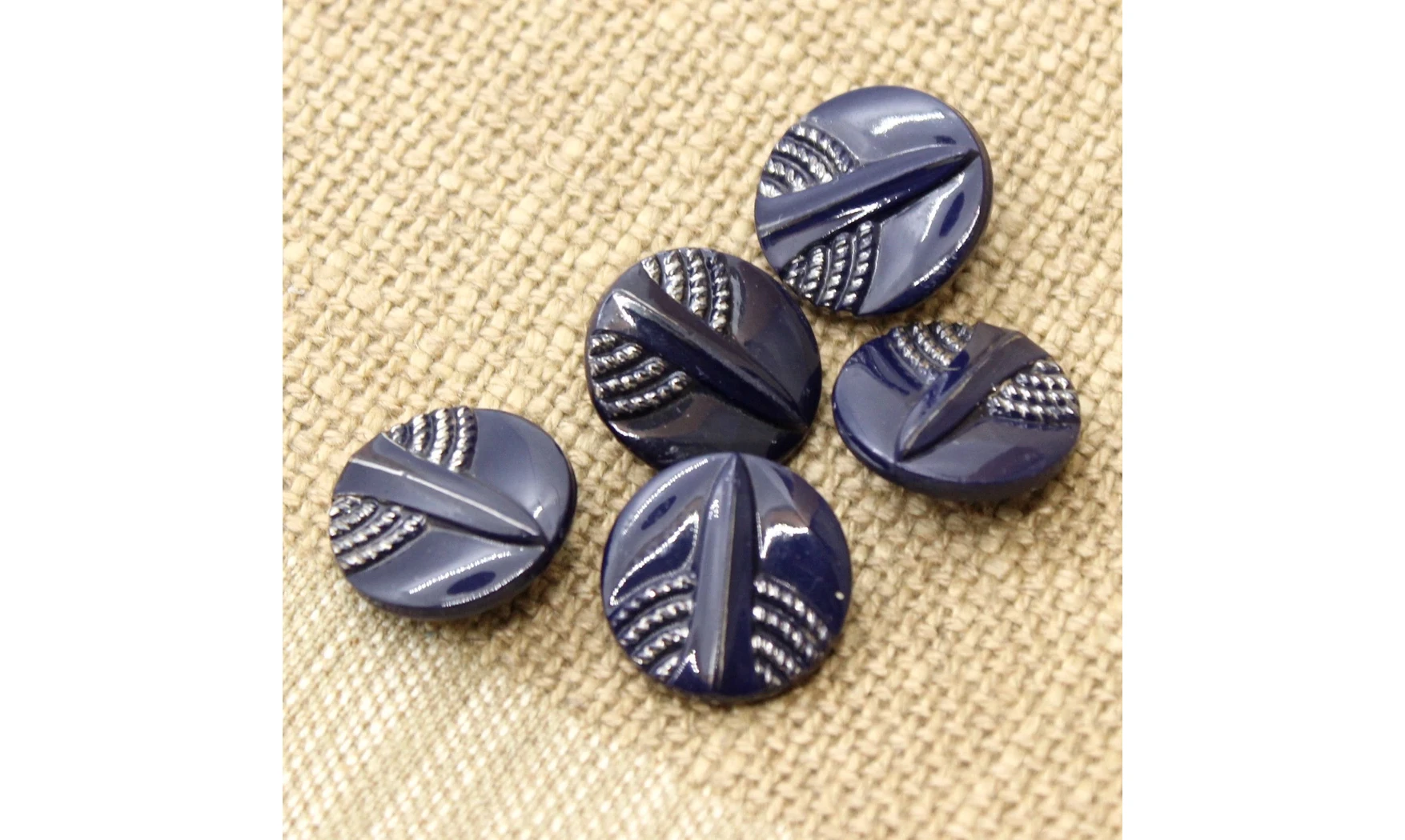 5 boutons / 18MM / Verre Bleu