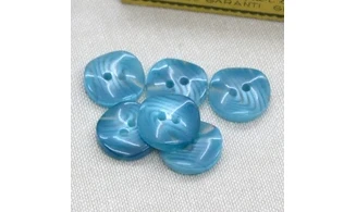 6 Boutons / 18MM / Vagues bleues