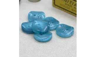 6 Boutons / 18MM / Vagues bleues