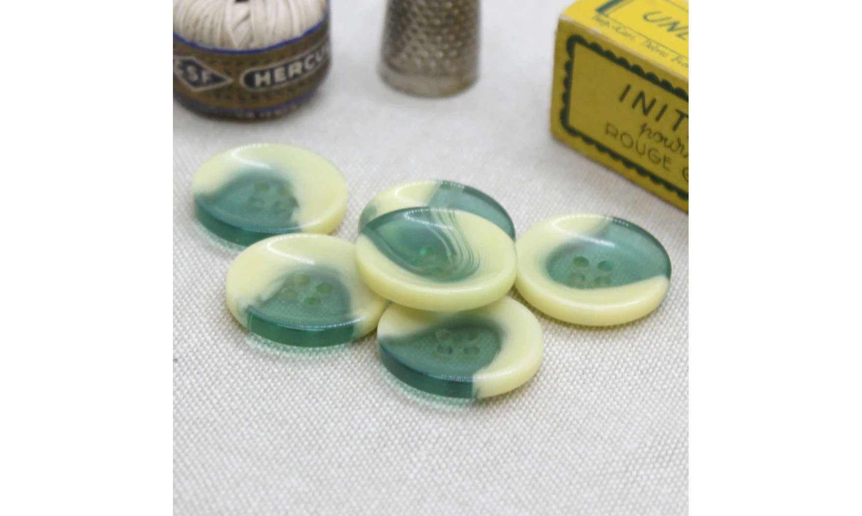6 Boutons / 22MM / Vert et jaune