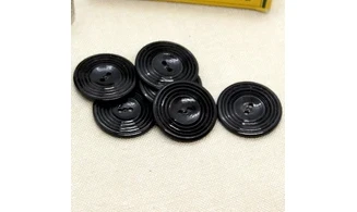 6 Boutons / 26MM / Noir "Cercles"
