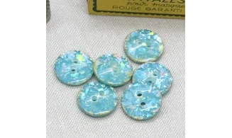 6 boutons / 17MM / Bleu "Paillettes"