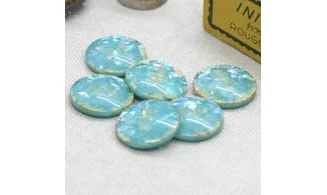 6 boutons / 17MM / Bleu "Paillettes"
