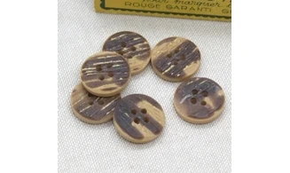6 boutons / 18MM / Brun "Bois"