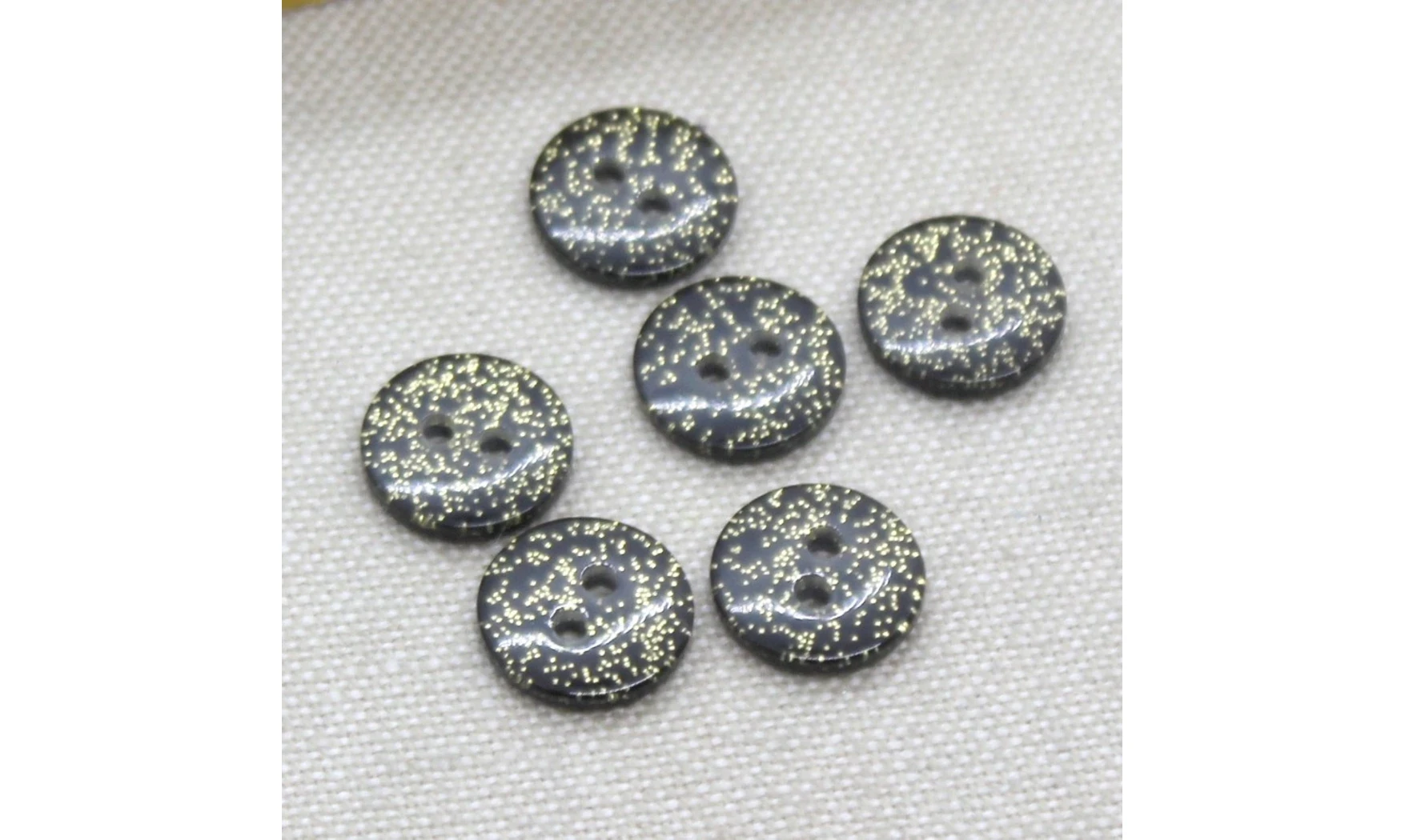 Boutons VINTAGE / 12MM / Noir"Paillette"