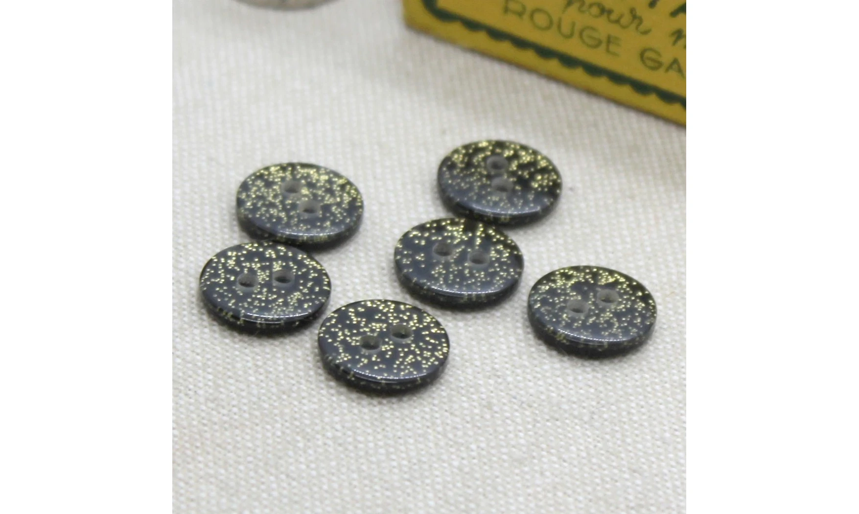 Boutons VINTAGE / 12MM / Noir"Paillette"