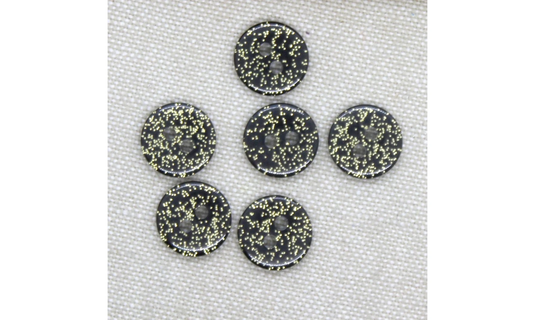 Boutons VINTAGE / 12MM / Noir"Paillette"