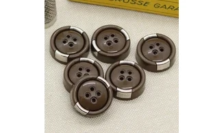 6 Boutons / 20MM / marron et argenté