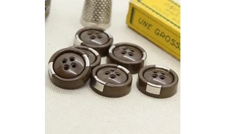 6 Boutons / 20MM / marron et argenté