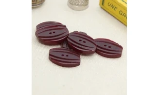 6 Boutons / 20MM / Ovoide, brun rouge