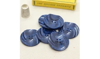 6 Boutons / 35MM / Bleu marbré