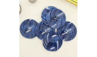 6 Boutons / 35MM / Bleu marbré