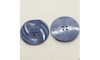 6 Boutons / 35MM / Bleu marbré