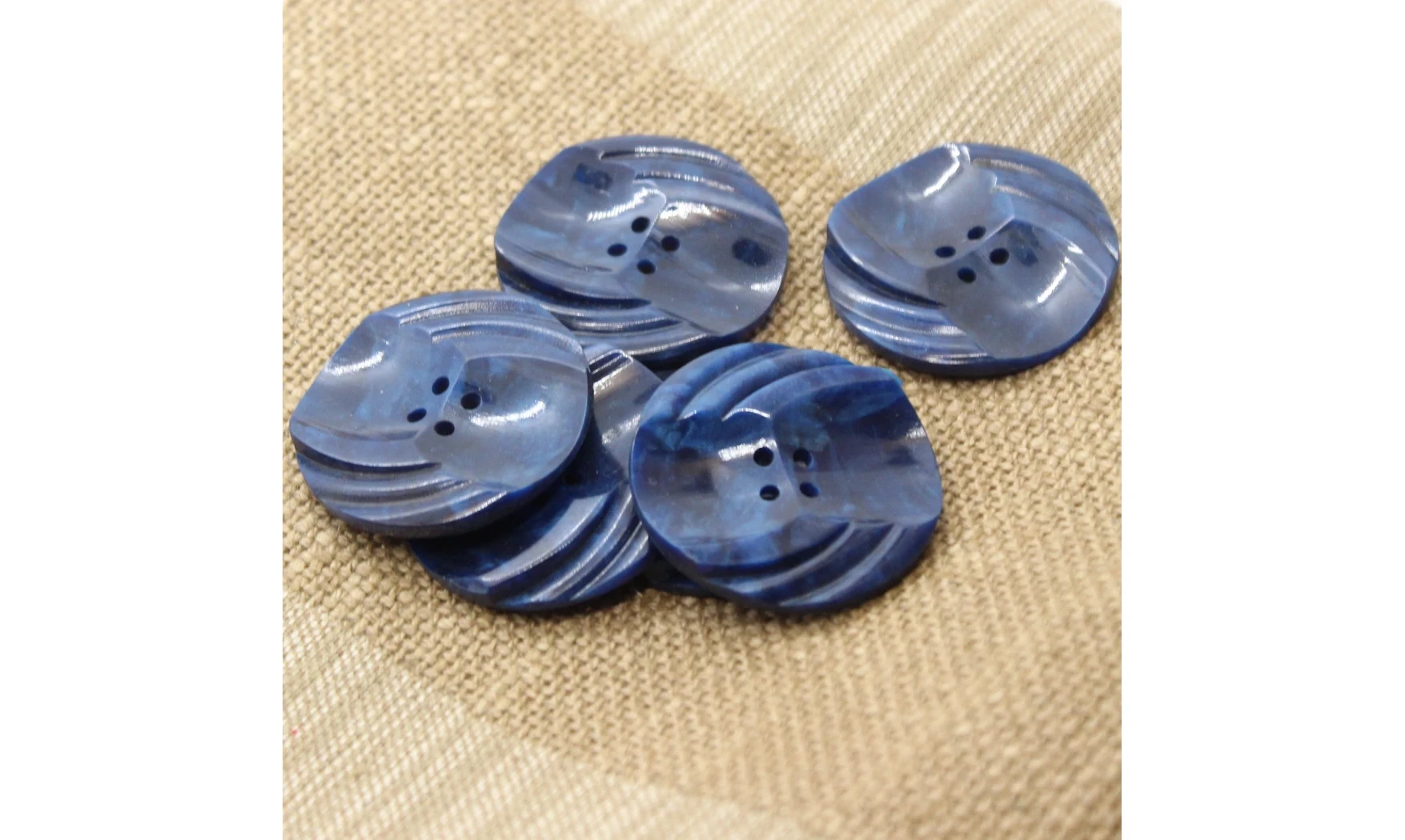 6 Boutons / 35MM / Bleu marbré