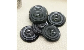 6 Boutons / 27MM / Noir "Cercles"