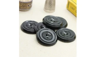 6 Boutons / 27MM / Noir "Cercles"