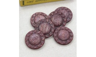 6 Boutons / 27MM / Fleur Rouge