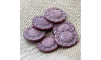 6 Boutons / 27MM / Fleur Rouge