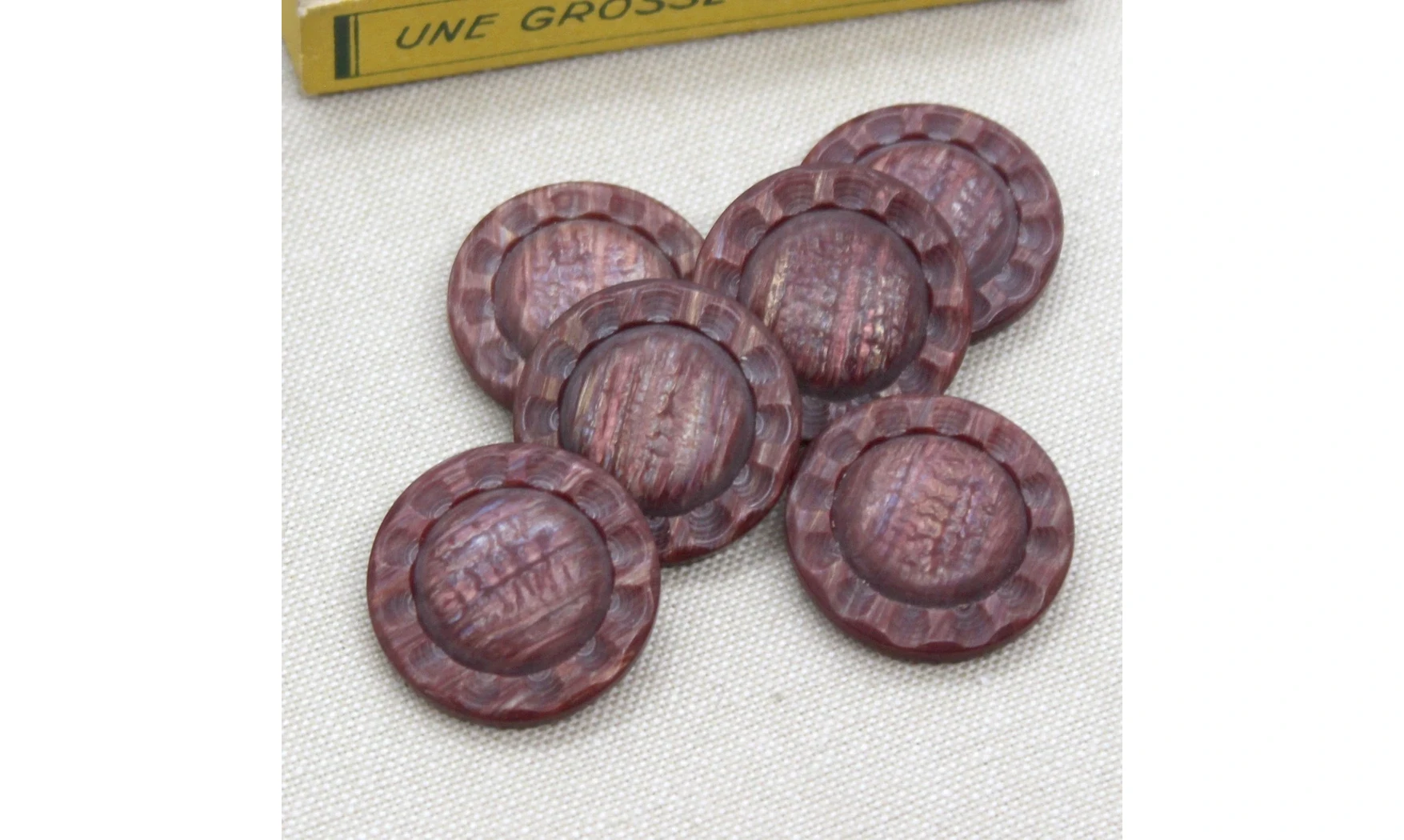 6 Boutons / 27MM / Fleur Rouge