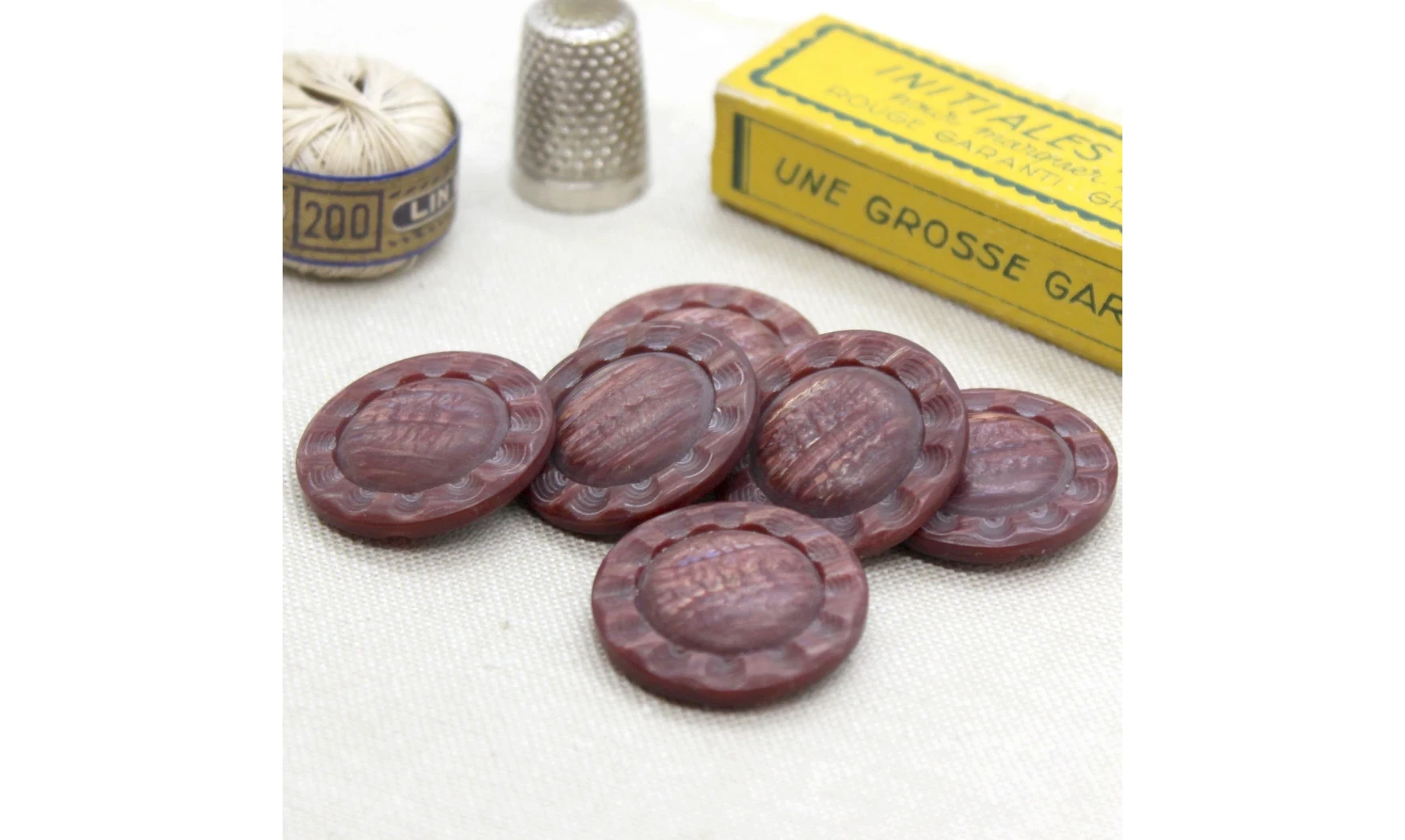 6 Boutons / 27MM / Fleur Rouge
