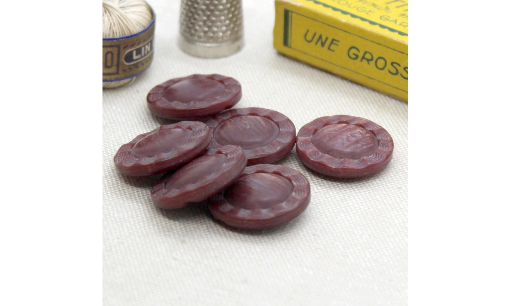 6 Boutons / 22MM / Fleur Rouge