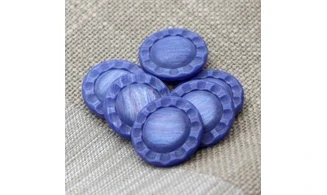 6 Boutons / 27MM / Fleur Bleu