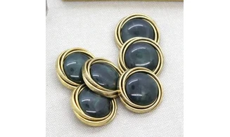 6 Boutons / 26MM / Cabochon Vert - Or