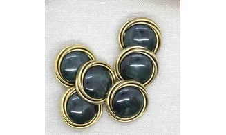 6 Boutons / 26MM / Cabochon Vert - Or