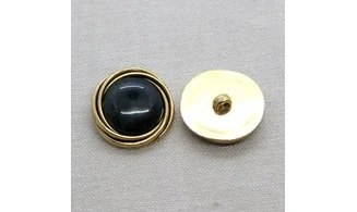 6 Boutons / 26MM / Cabochon Vert - Or