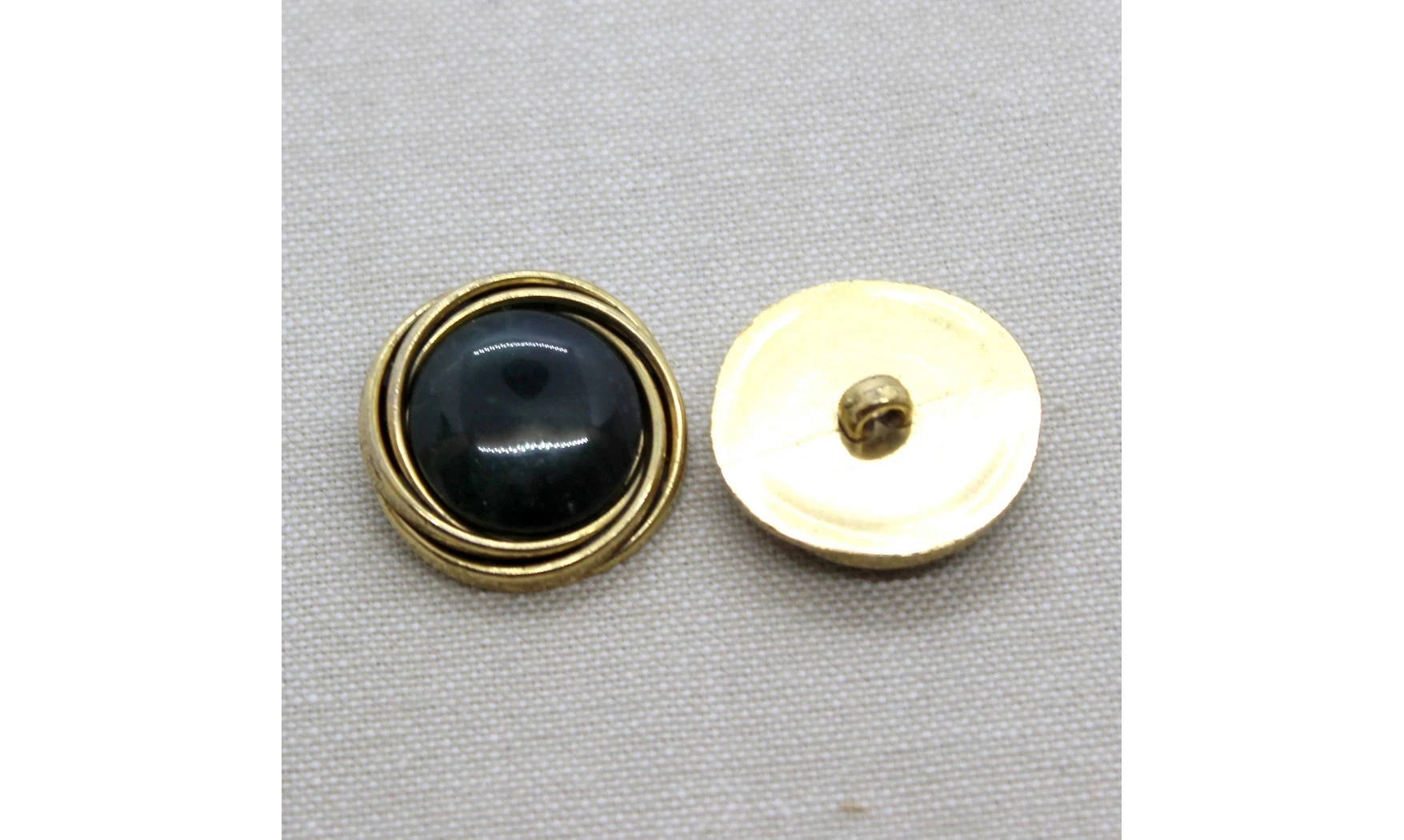 6 Boutons / 26MM / Cabochon Vert - Or