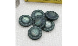 6 Boutons / 22MM / Fleur Vert