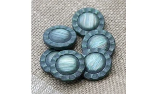 6 Boutons / 22MM / Fleur Vert