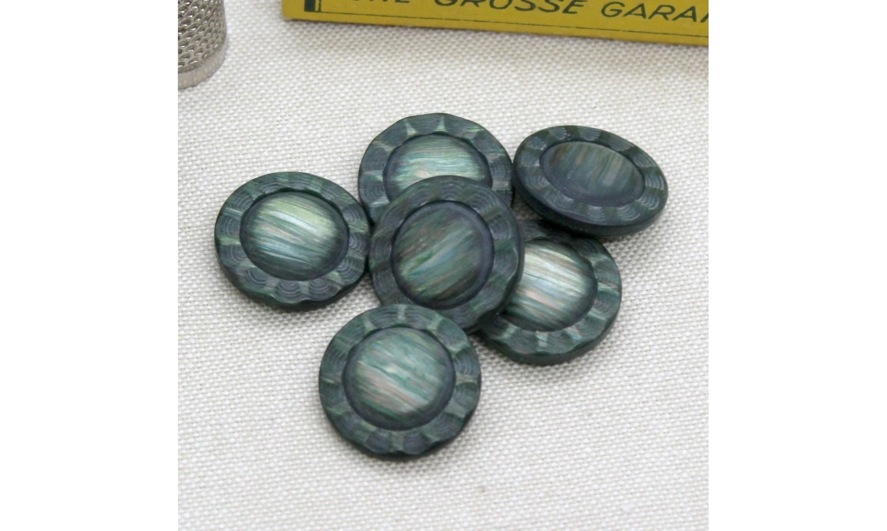6 Boutons / 22MM / Fleur Vert