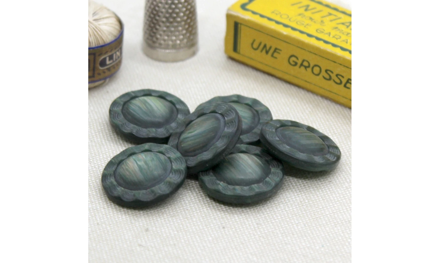 6 Boutons / 22MM / Fleur Vert