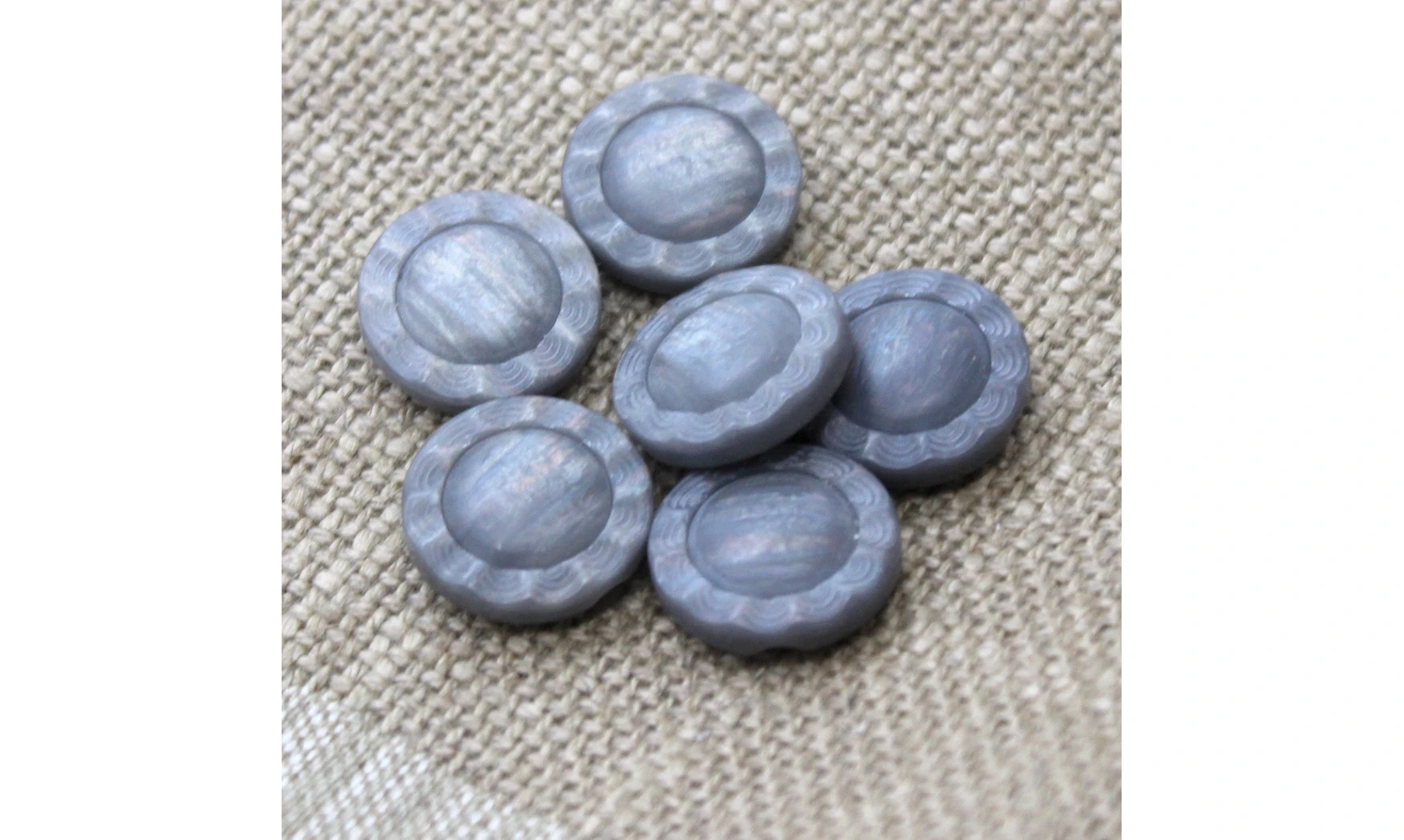 6 Boutons / 18MM / Fleur Gris