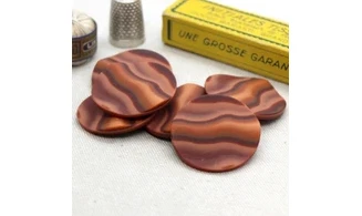6 Boutons / 35MM / Rouge "Vagues"