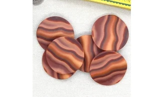 6 Boutons / 35MM / Rouge "Vagues"