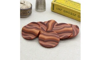 6 Boutons / 27MM / Rouge "Vagues"