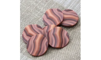 6 Boutons / 27MM / Rouge "Vagues"