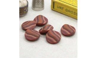 6 Boutons / 18MM / Rouge "Vagues"
