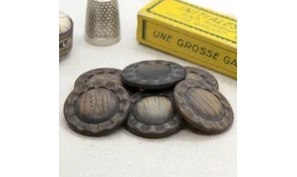 6 Boutons / 27MM / Fleur Marron
