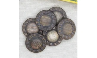 6 Boutons / 27MM / Fleur Marron