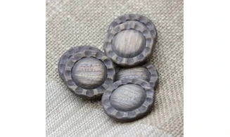 6 Boutons / 27MM / Fleur Marron