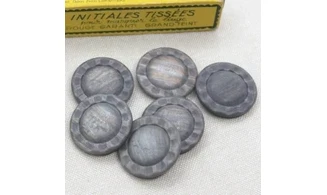 6 Boutons / 27MM / Fleur Gris