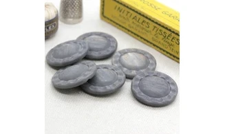 6 Boutons / 27MM / Fleur Gris