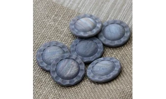 6 Boutons / 27MM / Fleur Gris